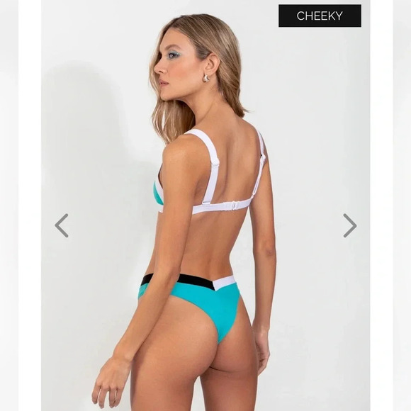 NWT OneOne Swimwear SET Bikini New Tiffy Blue Black White Kameron Jesse Cheeky - Picture 6 of 6